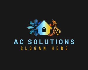 Ac - Snowflake Flame House logo design