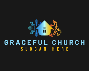 Aircon - Snowflake Flame House logo design