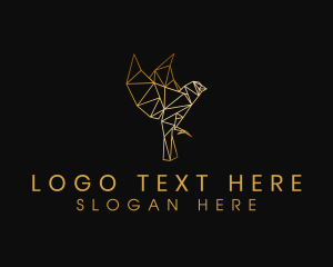 Zoology - Geometric Gold Bird logo design