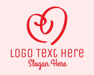 Red Heart Doodle  logo design