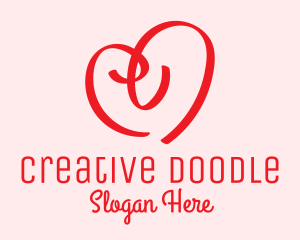 Red Heart Doodle  logo design