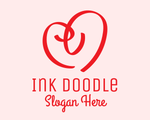 Red Heart Doodle  logo design