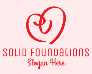 Online Dating - Red Heart Doodle logo design