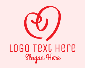 Handdrawn - Red Heart Doodle logo design