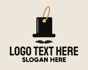 Discount - Mustache Top Hat Tag logo design