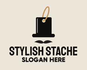 Mustache Top Hat Tag logo design