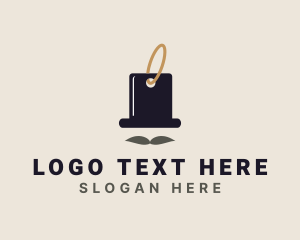 Mustache Top Hat Tag logo design