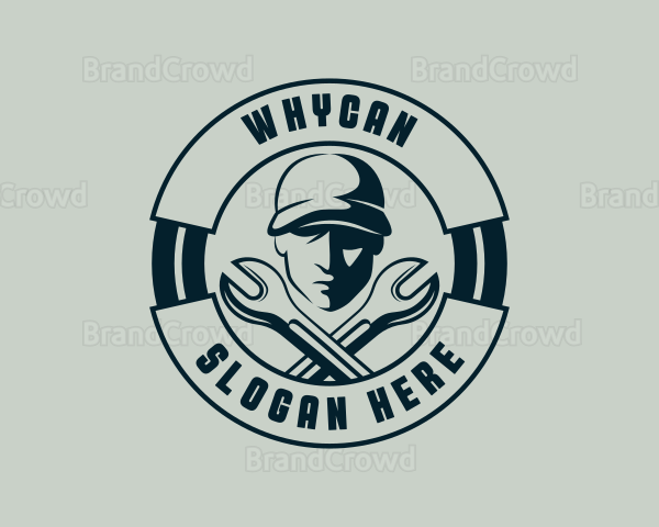 Wrench Mechanic Badge Logo