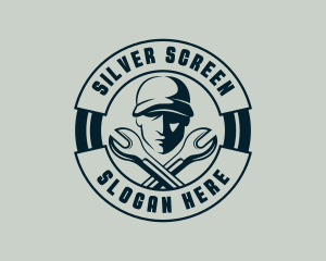 Wrench Mechanic Badge Logo