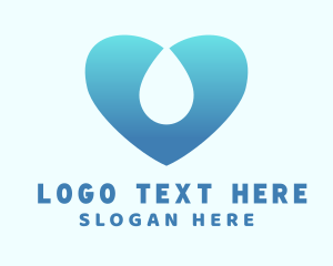 Wash - Water Heart Droplet logo design