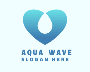 Water Heart Droplet logo design