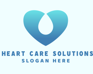 Water Heart Droplet logo design