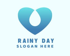 Water Heart Droplet logo design