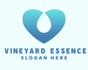 Water Heart Droplet logo design