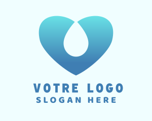 Rain - Water Heart Droplet logo design