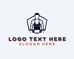 Gym Equipment - Muscular Strong Man logo design