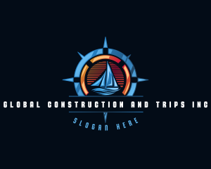 Travel - Navigation Compass Sailboat logo design