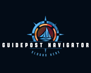 Navigation Compass Sailboat  logo design