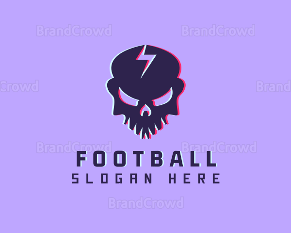 Glitch Lightning Skull Logo
