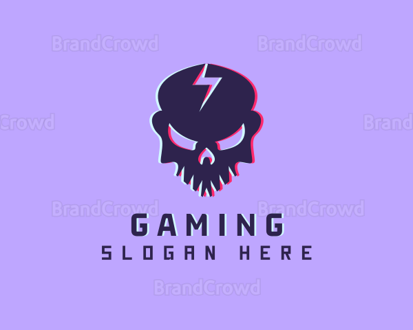 Glitch Lightning Skull Logo