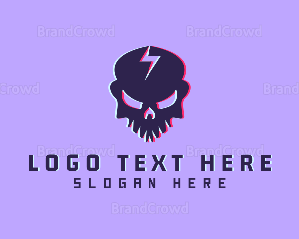 Glitch Lightning Skull Logo