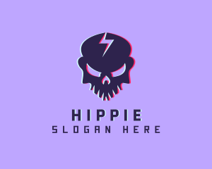 Glitch Lightning Skull Logo