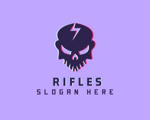 Glitch Lightning Skull Logo