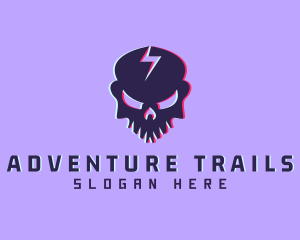 Glitch Lightning Skull logo design