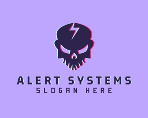 Glitch Lightning Skull logo design