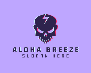 Glitch Lightning Skull logo design