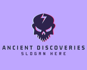 Glitch Lightning Skull logo design