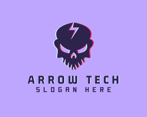 Glitch Lightning Skull logo design