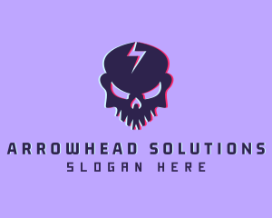 Glitch Lightning Skull logo design