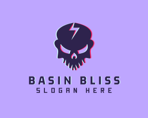 Glitch Lightning Skull logo design