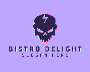 Glitch Lightning Skull logo design