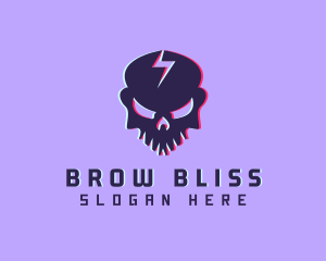 Glitch Lightning Skull logo design