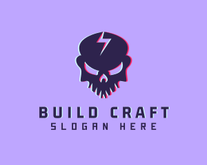 Glitch Lightning Skull logo design