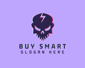 Glitch Lightning Skull logo design