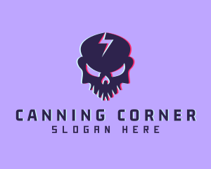 Glitch Lightning Skull logo design