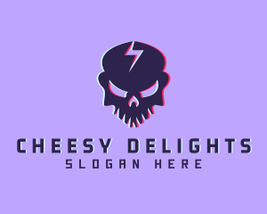 Glitch Lightning Skull logo design