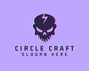 Glitch Lightning Skull logo design