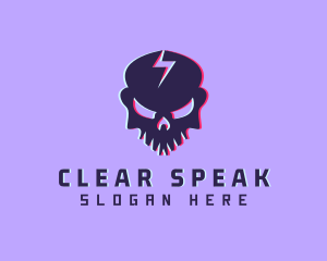 Glitch Lightning Skull logo design