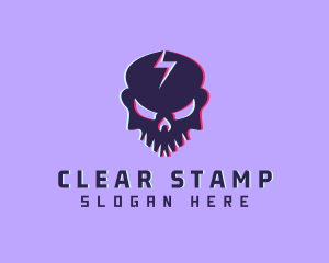 Glitch Lightning Skull logo design