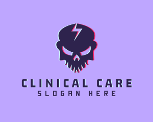 Glitch Lightning Skull logo design