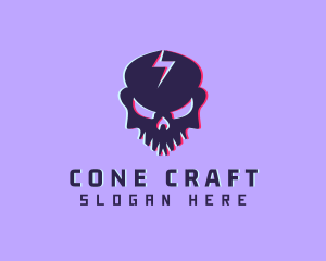 Glitch Lightning Skull logo design