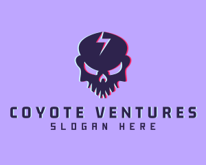 Glitch Lightning Skull logo design