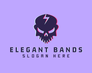 Glitch Lightning Skull logo design