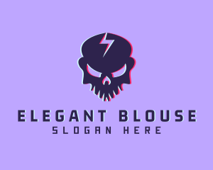 Glitch Lightning Skull logo design