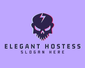 Glitch Lightning Skull logo design