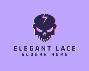 Glitch Lightning Skull logo design